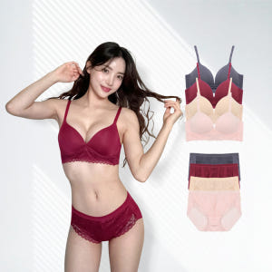 [땡 처리 특별가][브라4+팬티4] 노와이어 리프팅 볼륨 몰드 브라 팬티... 착용 후기 | 사이즈/핏 총정리 - 상품 이미지 1