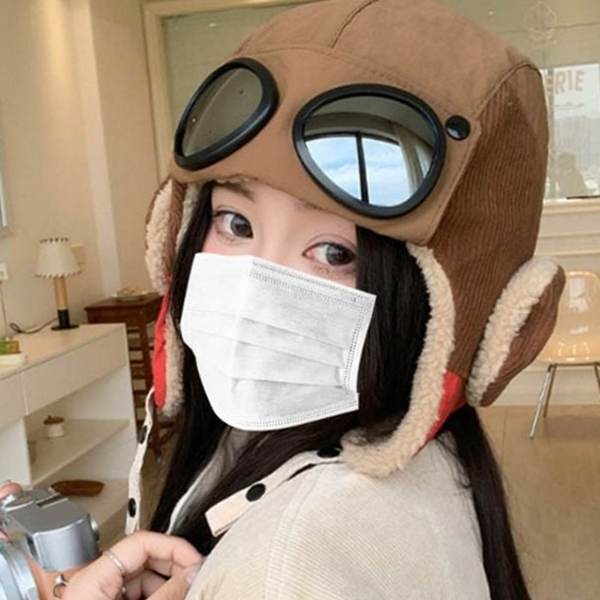 코듀로이 겨울 방한모 모자 파일럿 고글 귀달이 모자 - 상품 이미지