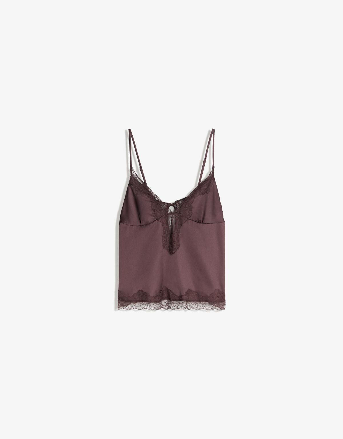 버쉬카 레이스 새틴 스트랩 캐미솔 8794/008 BROWN - 상세 이미지 3