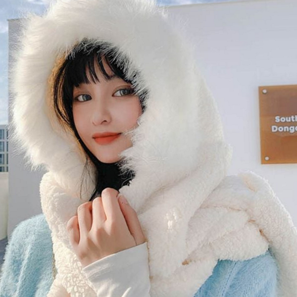 방한 후드 목도리 귀도리 후드 머플러 겨울 여성 - 상품 이미지