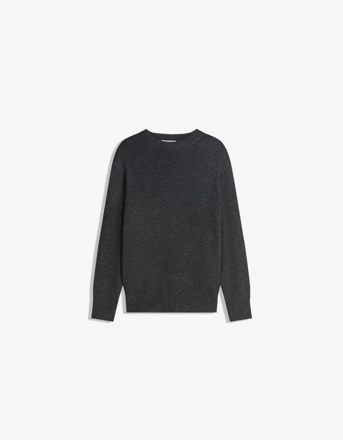버쉬카 베이직 라운드넥 니트 스웨터 숄더패드 7145/693 DARK GREY - 상품 이미지