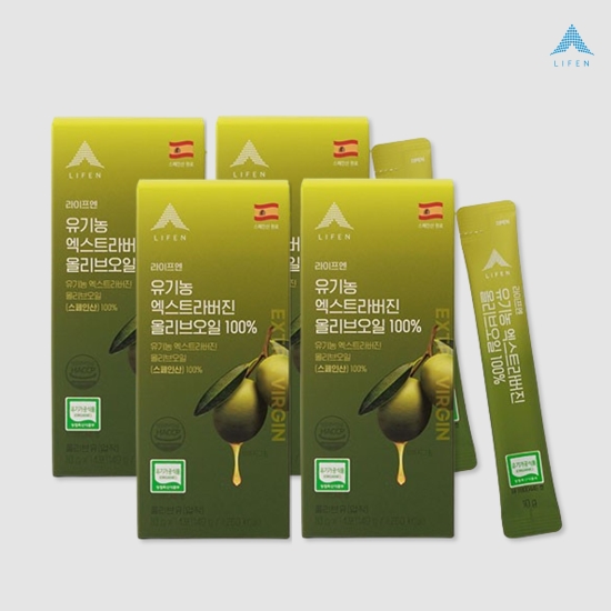 라이프엔 냉압착 유기농 엑스트라버진 피쿠알 단일품종 올리브 오일 스틱 140ml, 4개 - 상품 이미지