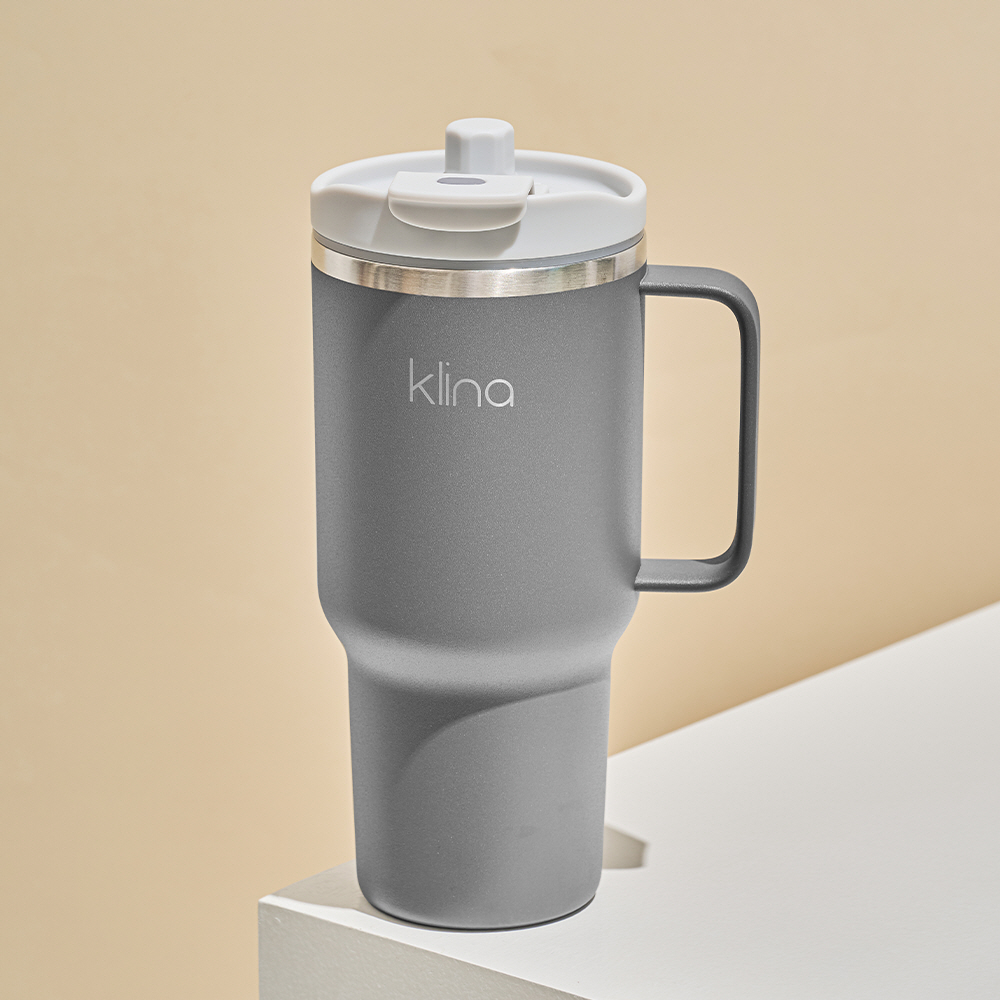 클리나 대용량 텀블러 보온보냉 빨대 텀블러 900ml, 챠콜 - 상세 이미지 2