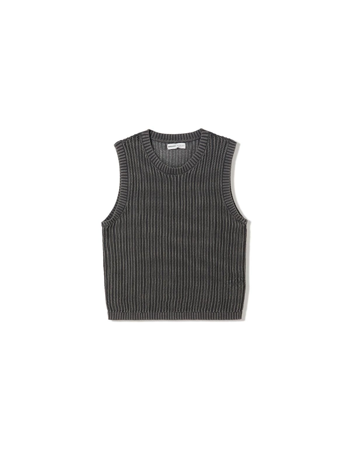 버쉬카 페이드 효과 골지 니트 베스트 8631/715 GREY - 상세 이미지 2