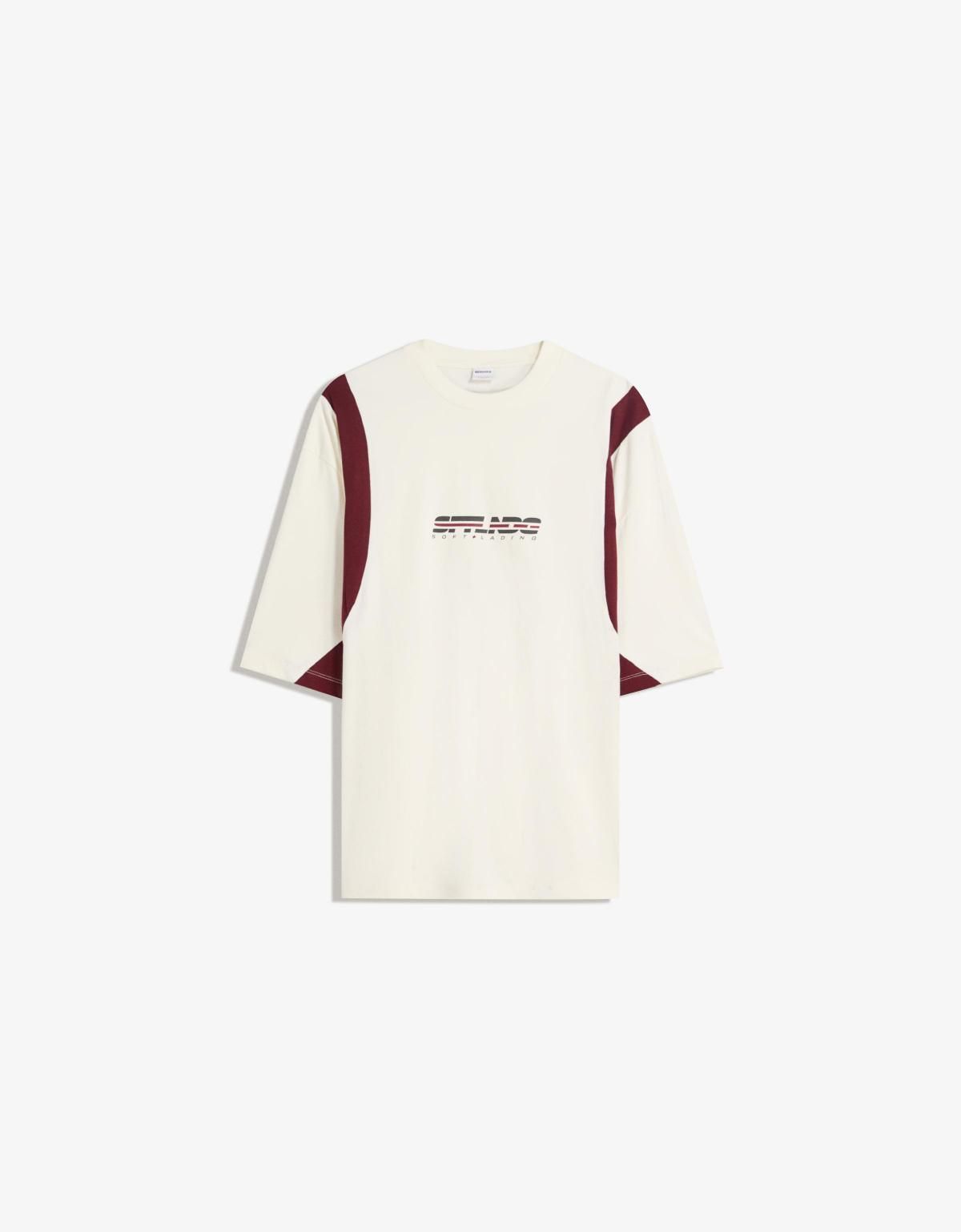 버쉬카 오버핏 레터링 프린트 반팔 티셔츠 8039/116 OFF WHITE - 메인 이미지