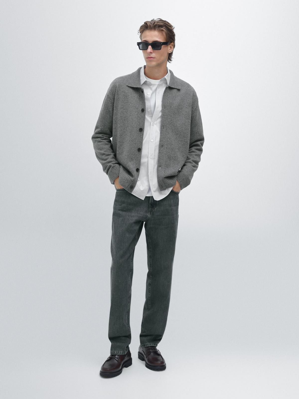 마시모두띠 프리미엄 울 폴로 카라 니트 가디건 1075/222 ANTHRACITE GREY - 상세 이미지 2