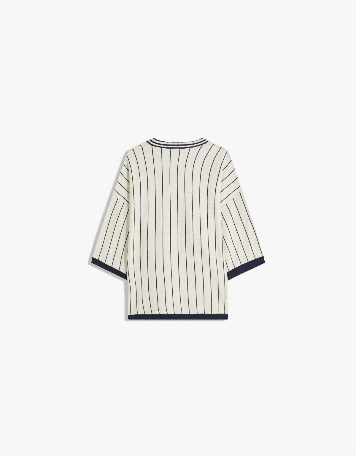 버쉬카 스트라이프 베이스볼 반팔 티셔츠 7972/596 OFF WHITE - 상세 이미지 5