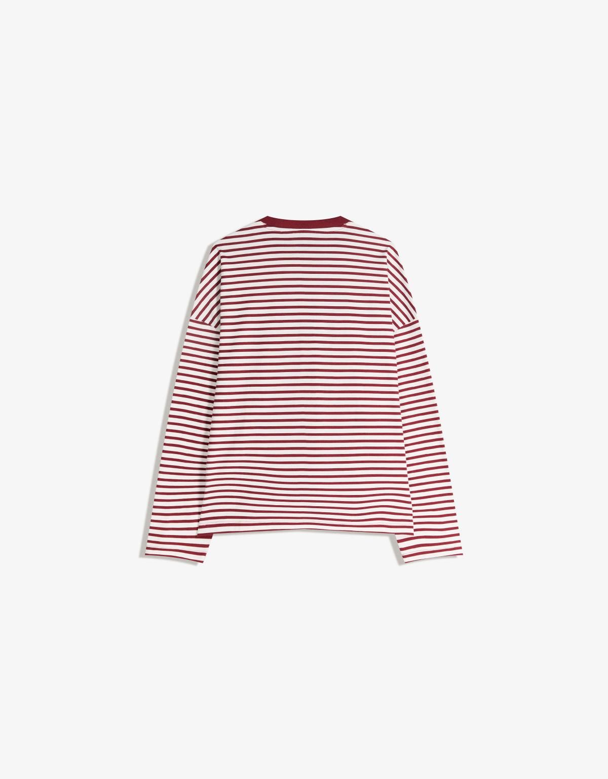 버쉬카 미키마우스 스트라이프 프린트 긴팔 티셔츠 8114/071 BURGUNDY - 상세 이미지 2