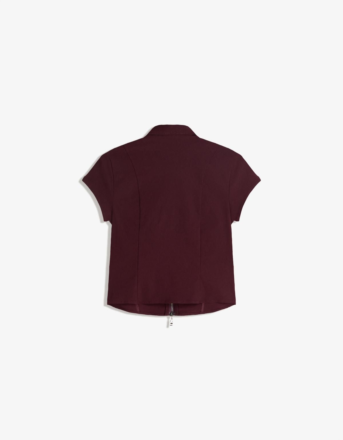 버쉬카 모던 버건디 집업 반팔 셔츠 6267/710 MAROON - 상세 이미지 2
