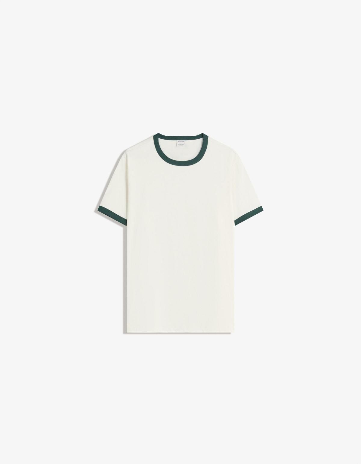 버쉬카 리브드 배색 포인트 반팔 티셔츠 8089/116 OFF WHITE - 상세 이미지 3