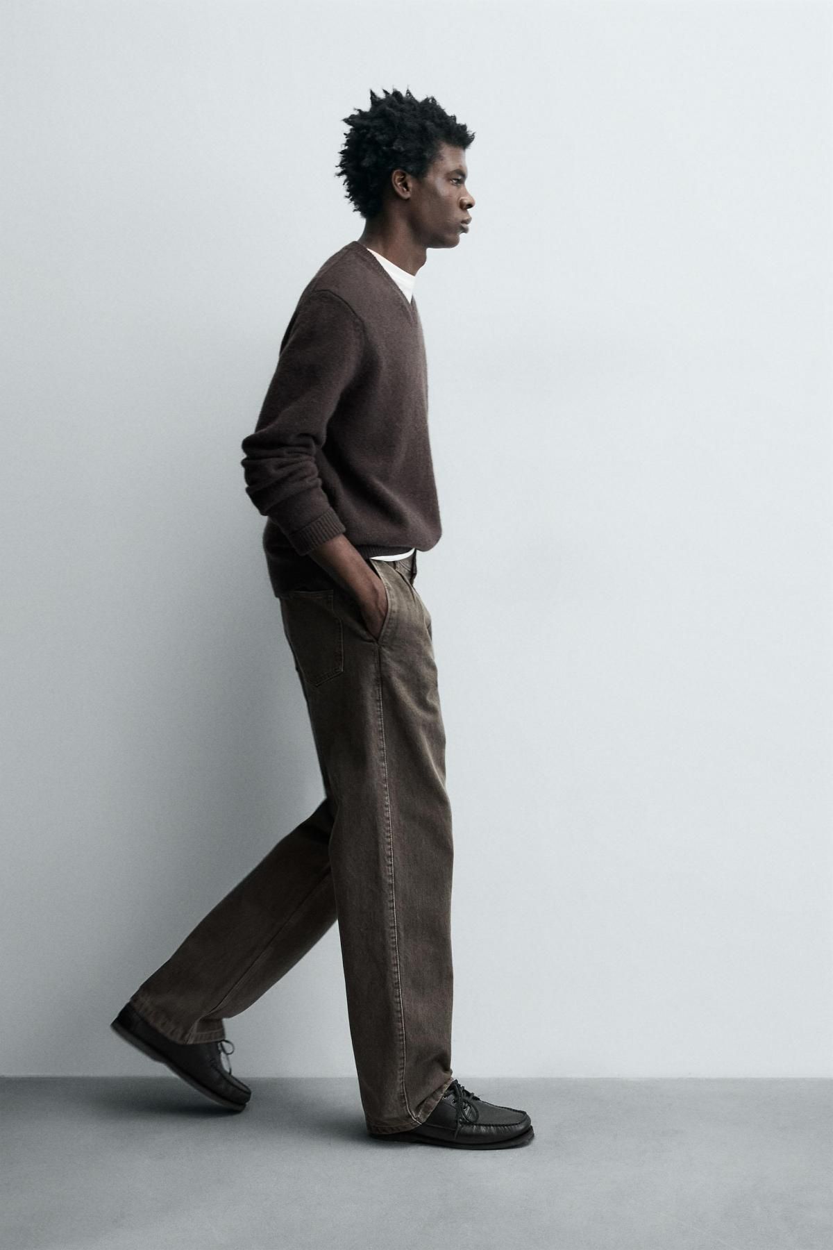 자라 스트레이트핏 플리츠 데님 팬츠 7223/317 TAUPE GREY - 상세 이미지 5