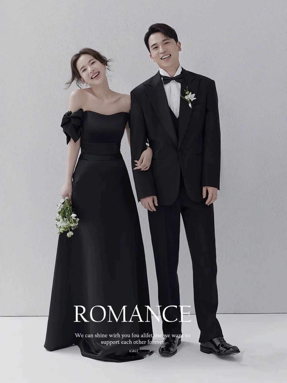 블랙 신혼여행 스냅 촬영 드레스 오프숄더 셀프웨딩 스튜디오 피로연 프리사이즈 - 메인 이미지