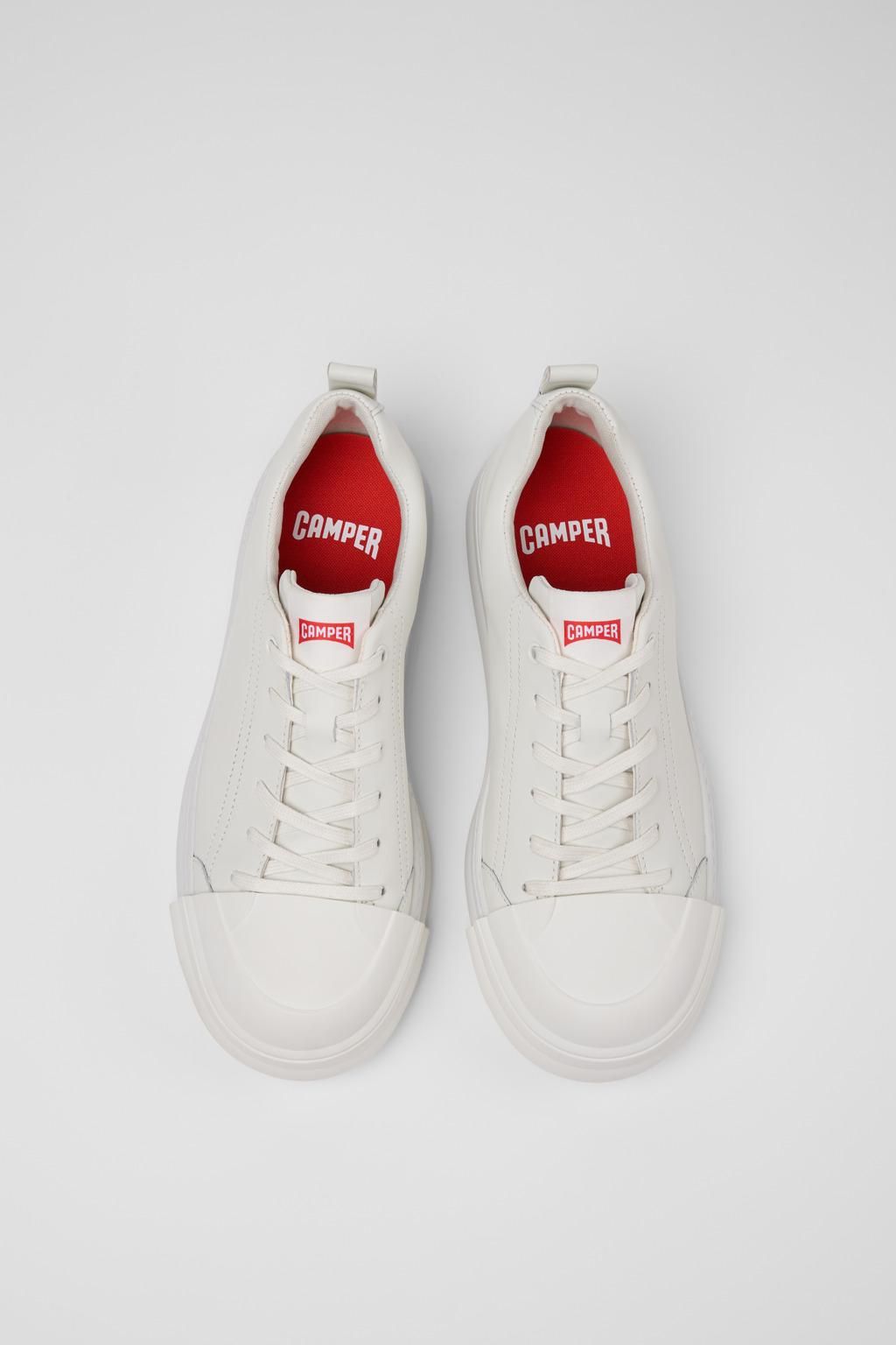 캠퍼 화이트 레더 스니커즈 Junction Runner K100978-011 WHITE - 상세 이미지 4