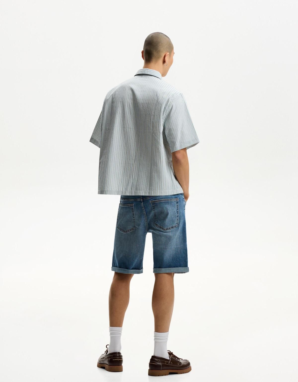 버쉬카 턴업 헴 데님 버뮤다 쇼츠 3338/156 LIGHT BLUE - 상세 이미지 2