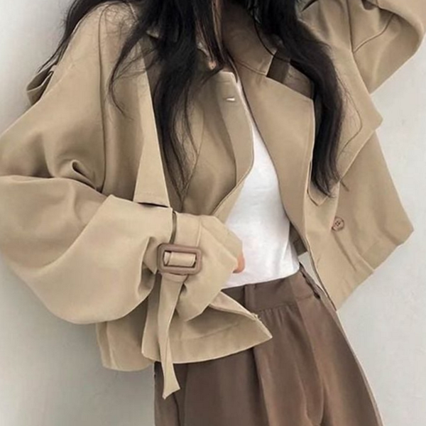 루즈핏 여자 크롭 재킷 데일리 여성 크롭 재킷 간절기 - 상품 이미지