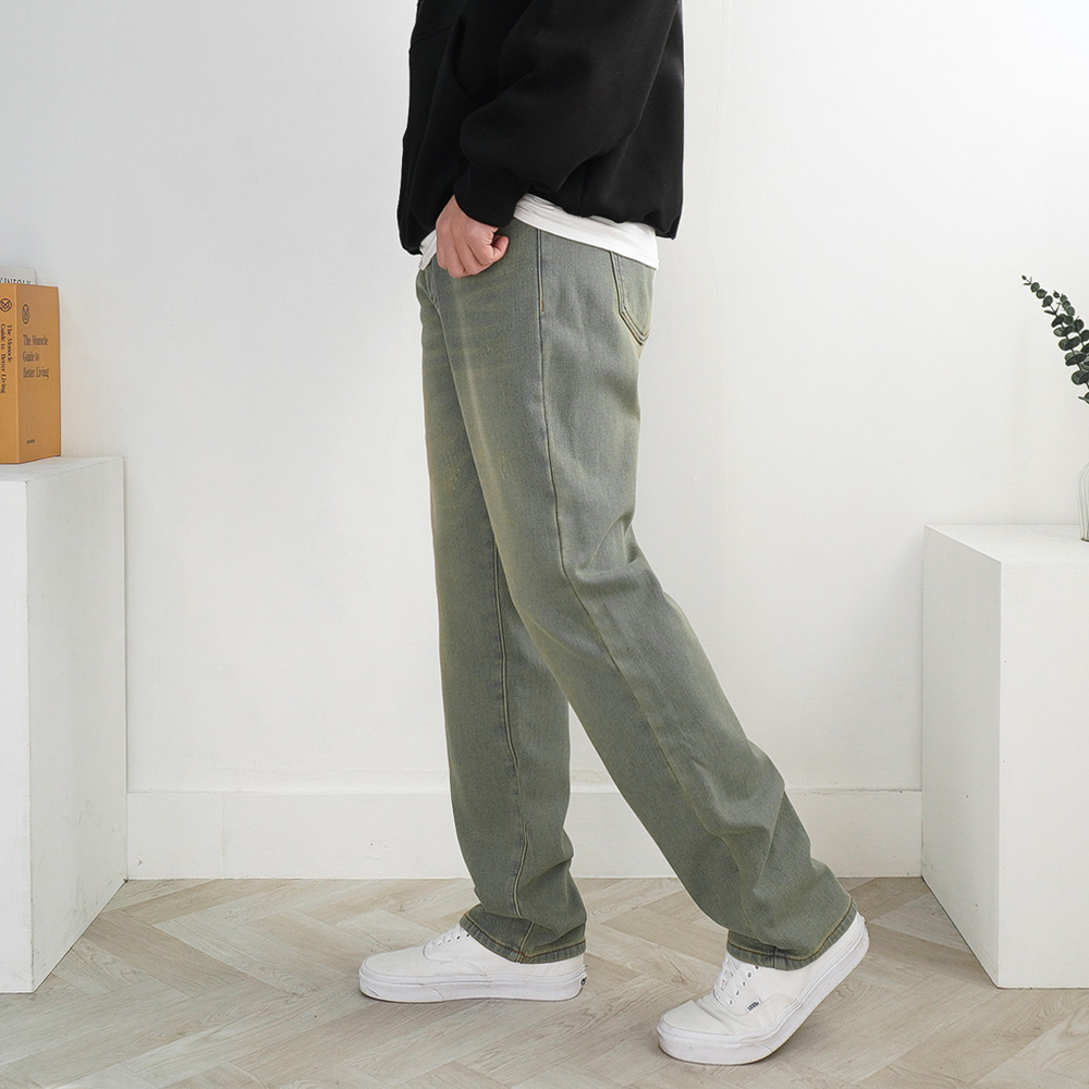 4XL까지 남자 겨울 기모 본딩 청바지 슬림 일자 데님 팬츠 4color - 상세 이미지 3