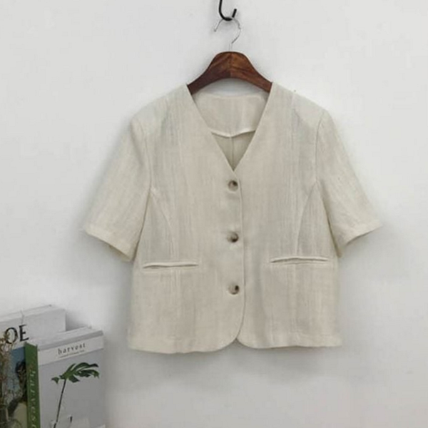노카라 여성 반팔 자켓 데일리룩 여자 반팔 자켓 여름 - 상품 이미지