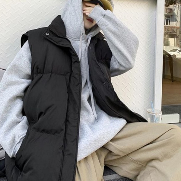 루즈핏 오버핏 패딩 조끼 레이어드 여성 패딩 조끼 데일리 - 상품 이미지