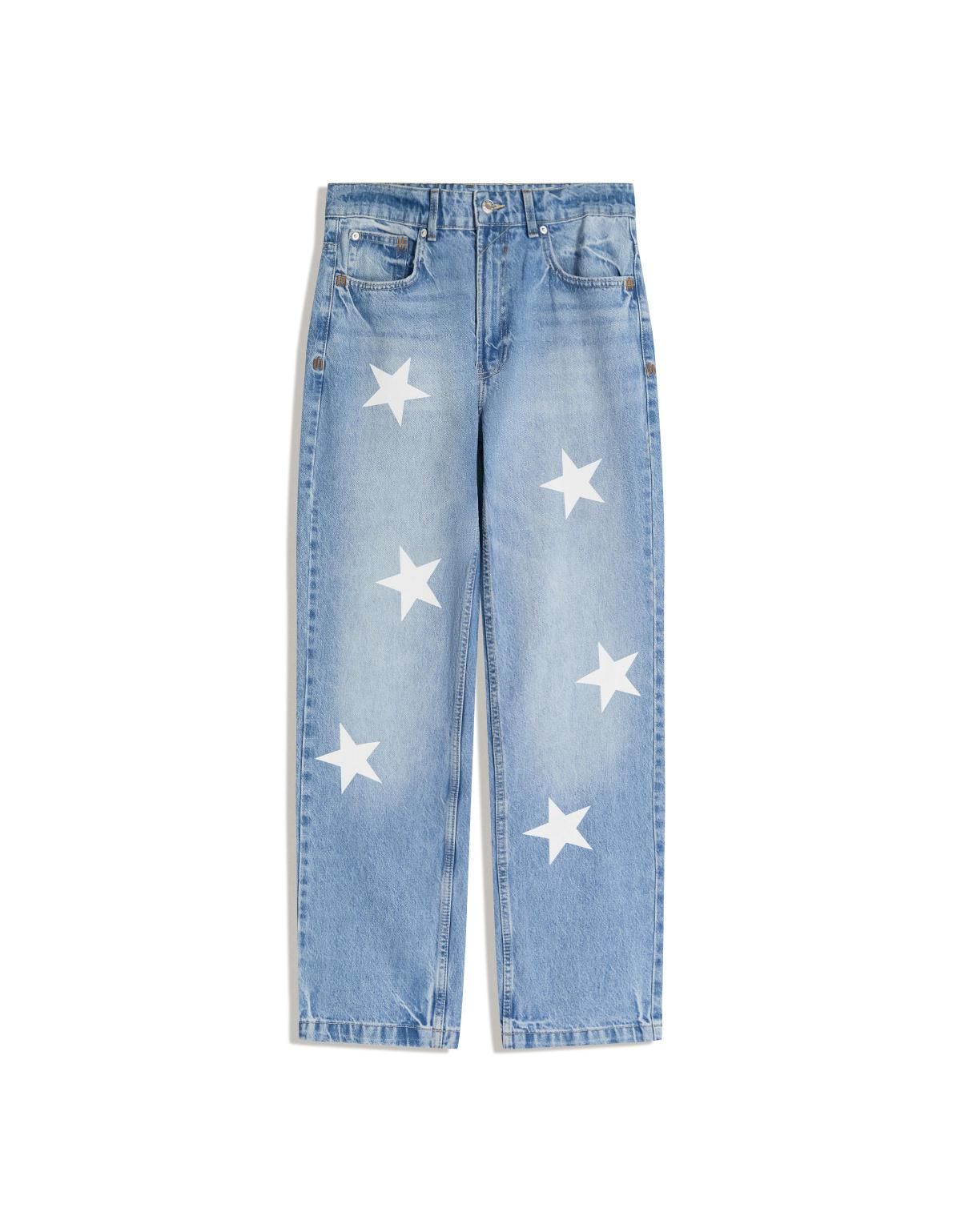 버쉬카 스타 프린팅 스트레이트핏 데님 청바지 5389/335 LIGHT BLUE - 상세 이미지 3
