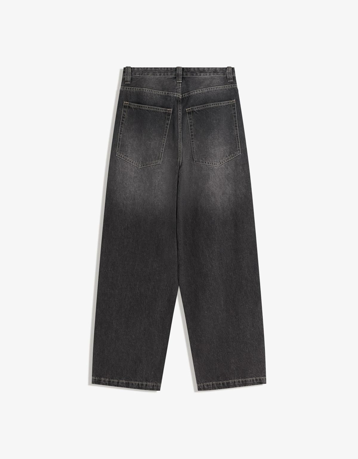 버쉬카 스트리트 배기핏 데님 라인스톤 청바지 5378/156 BLACK - 상세 이미지 3