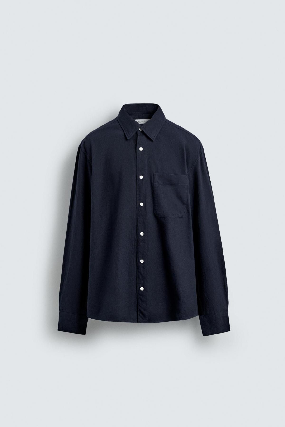 자라 체크 플란넬 캐주얼 긴팔 셔츠 1063/415 NAVY BLUE - 상품 이미지