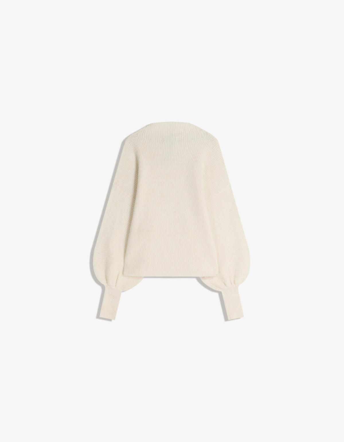 버쉬카 볼륨 소매 라운드넥 아이보리 스웨터 7156/376 CREAM - 상세 이미지 2