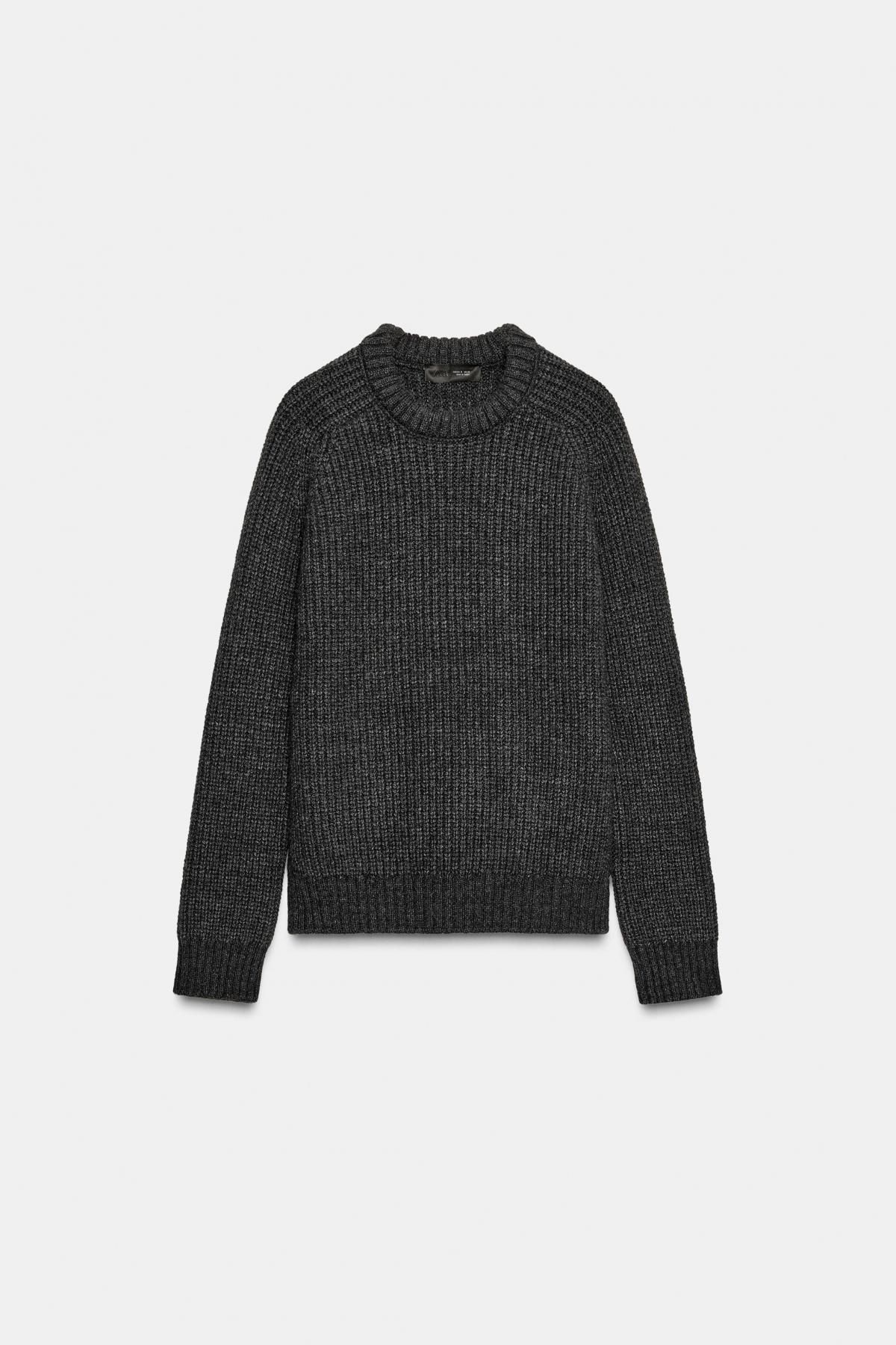자라 베이직 다크그레이 라운드넥 니트 스웨터 6427/115 DARK GREY - 상품 이미지