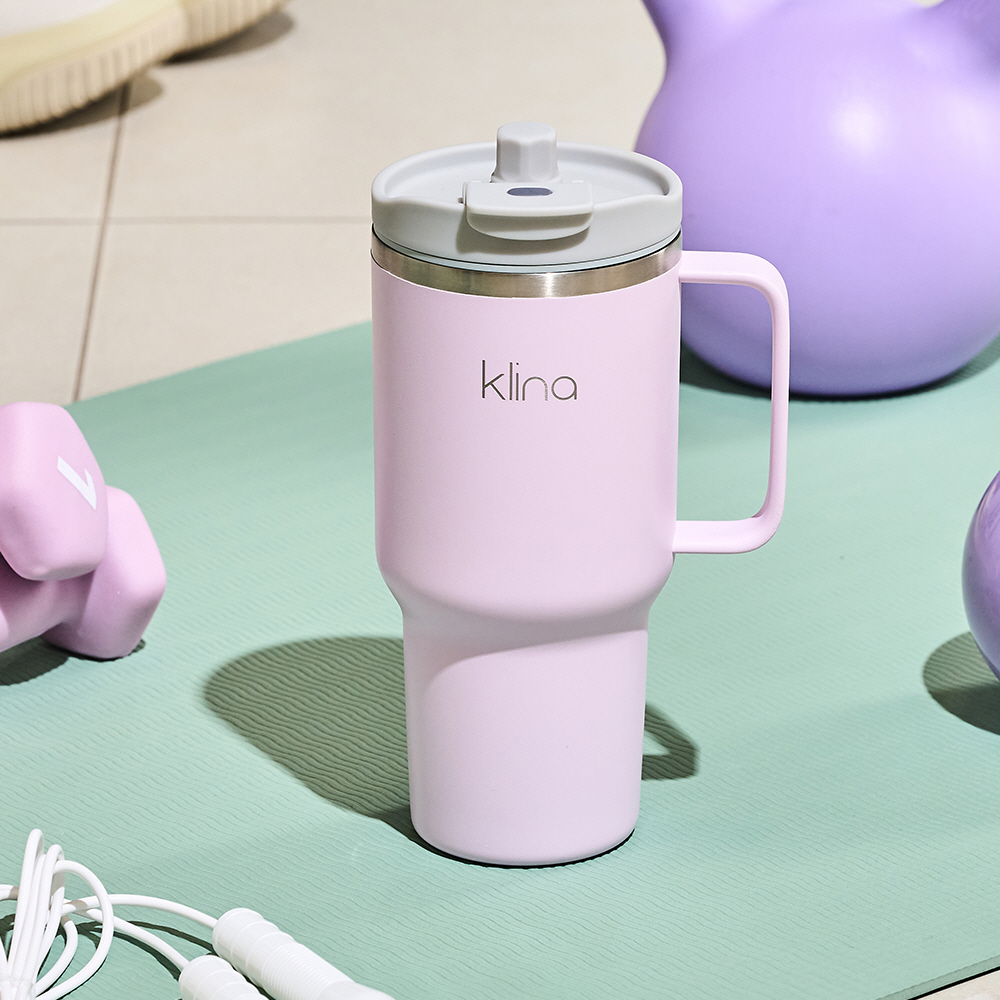 클리나 대용량 텀블러 보온보냉 빨대 텀블러 900ml, 퍼플 - 상품 이미지