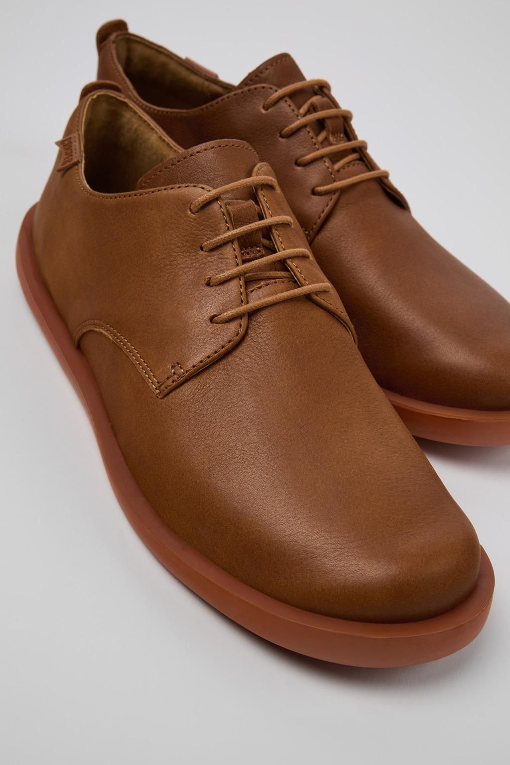 캠퍼 브라운 레더 캐주얼 더비화 남성 Wagon K100669-025 BROWN - 상세 이미지 2
