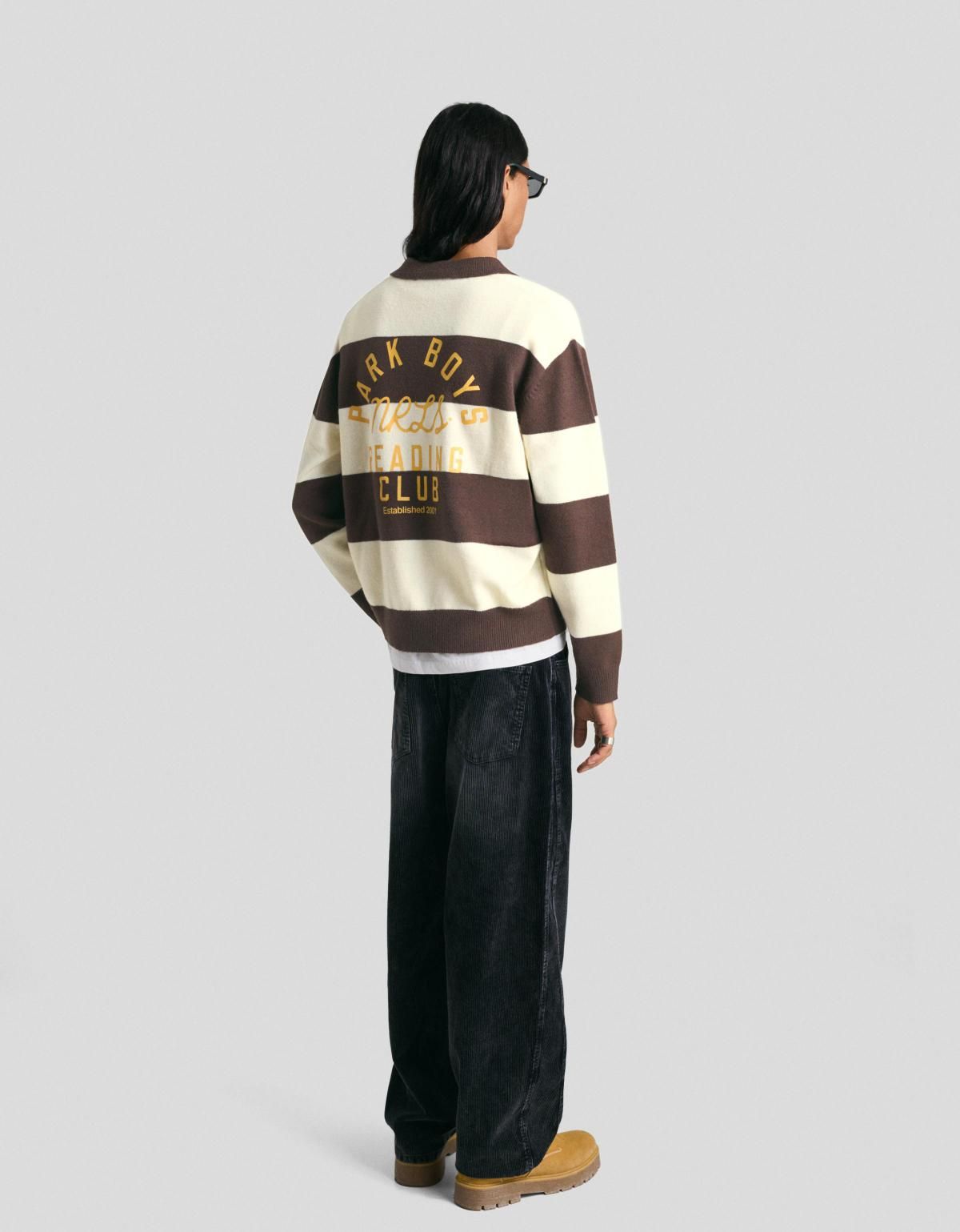 버쉬카 스트라이프 폴로 카라 브라운 니트 스웨터 7321/596 BROWN - 상세 이미지 5