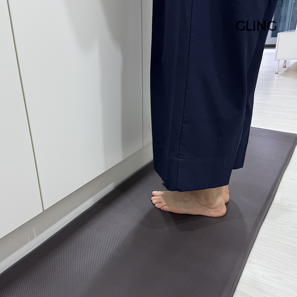 주방매트 PVC 방수 발이편안한 미끄럼 방지 대형 두께1.9cm 그레이 S사이즈