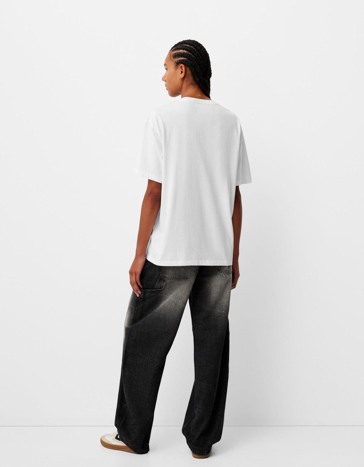 버쉬카 오버핏 프린트 레터링 반팔 티셔츠 2353/823 WHITE - 상세 이미지 2