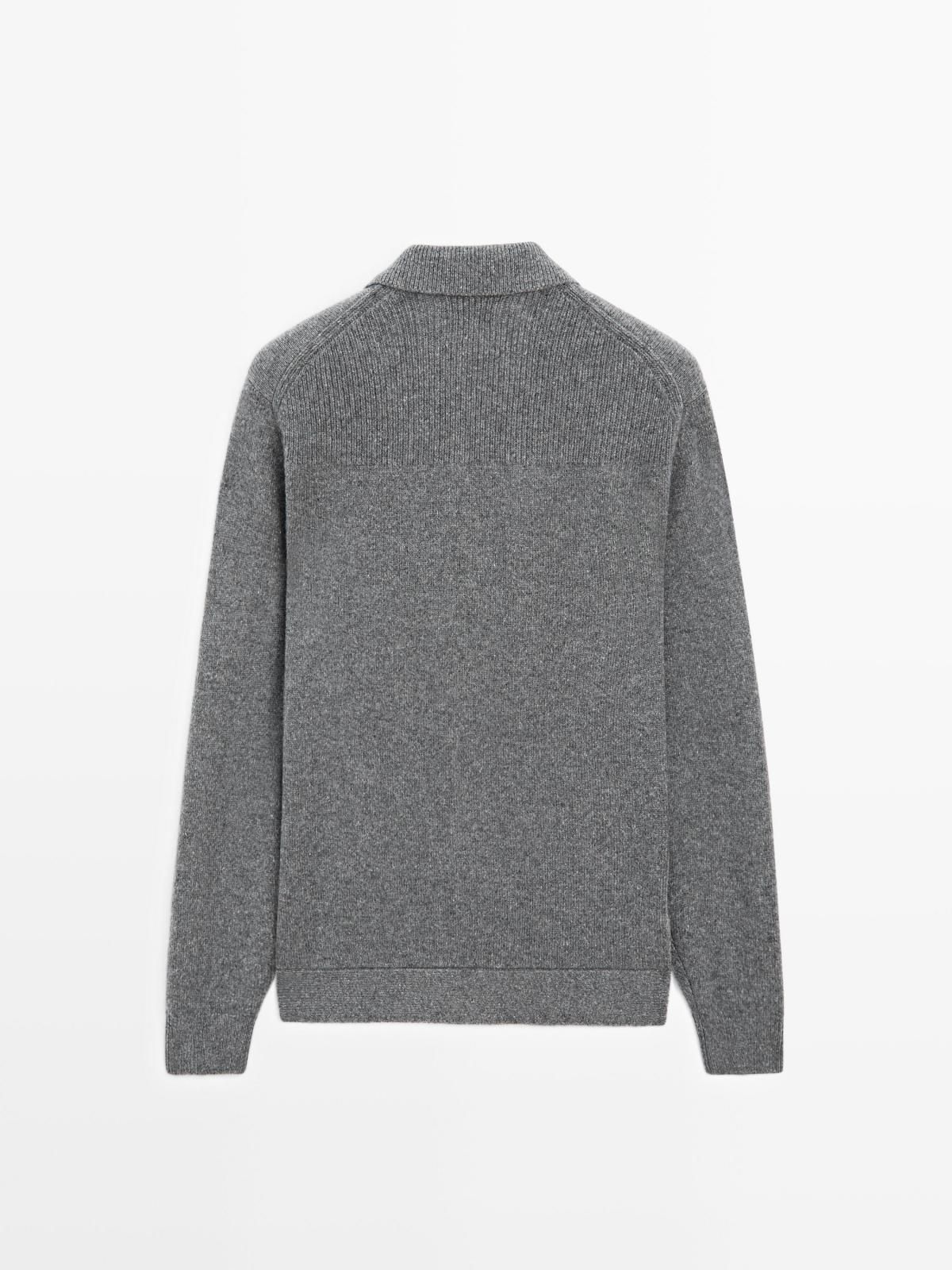 마시모두띠 프리미엄 울 폴로 카라 니트 가디건 1075/222 ANTHRACITE GREY 이미지 7