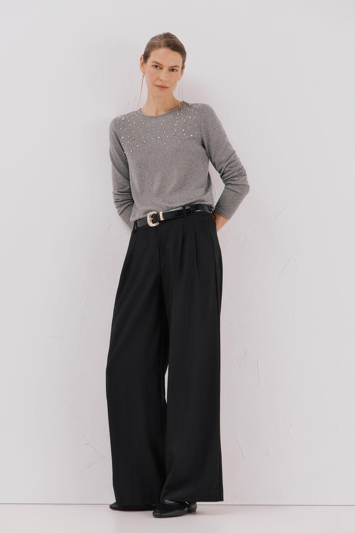 꼬르떼피엘 진주 스트라스 소프트 긴팔 티셔츠 5682228 GRIS - 상세 이미지 2