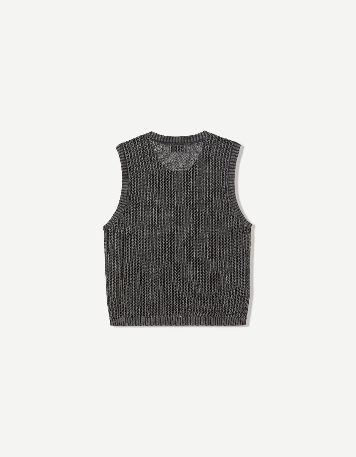 버쉬카 페이드 효과 골지 니트 베스트 8631/715 GREY - 상세 이미지 3