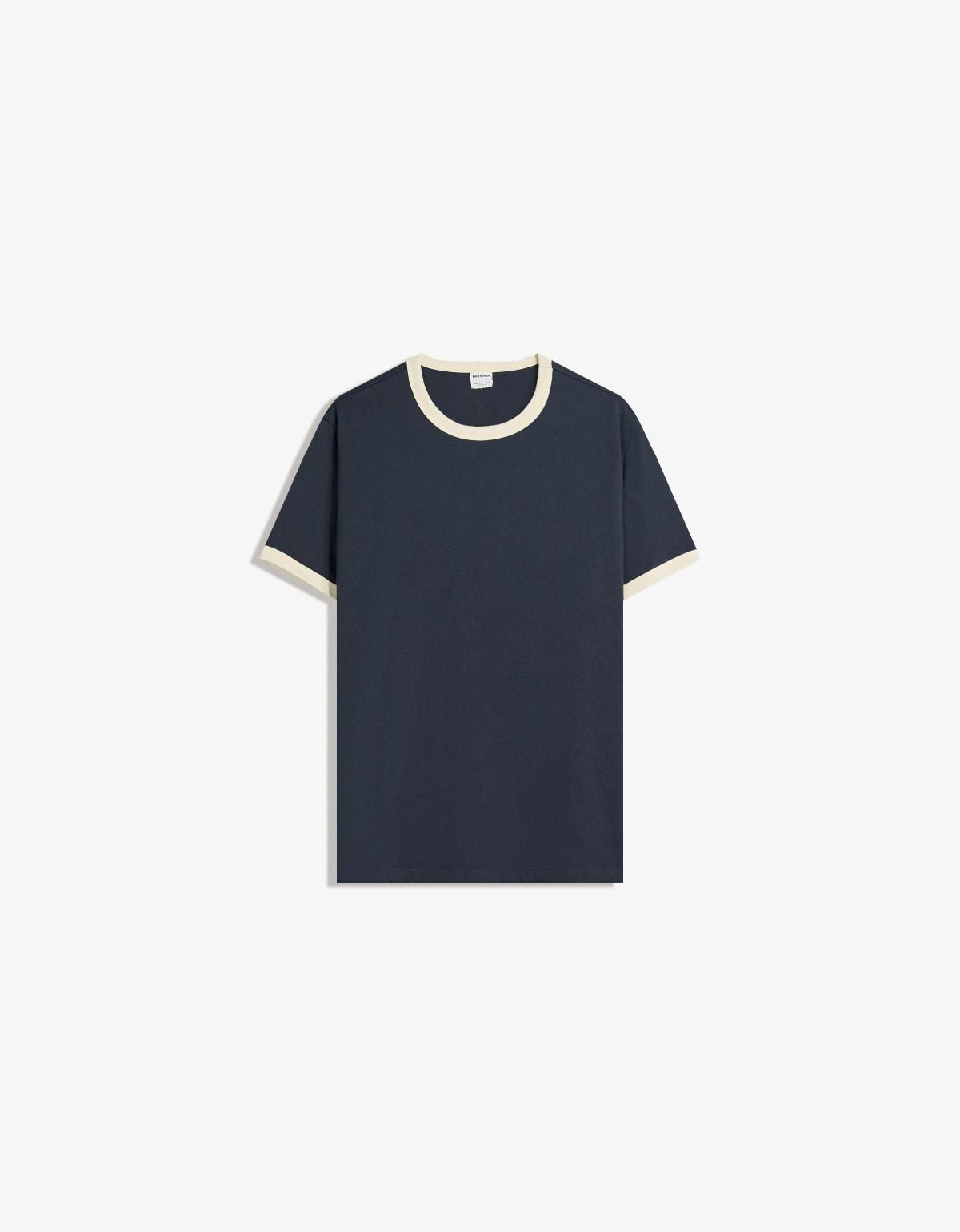 버쉬카 리브드 네이비 배색 반팔 티셔츠 8089/116 NAVY - 메인 이미지