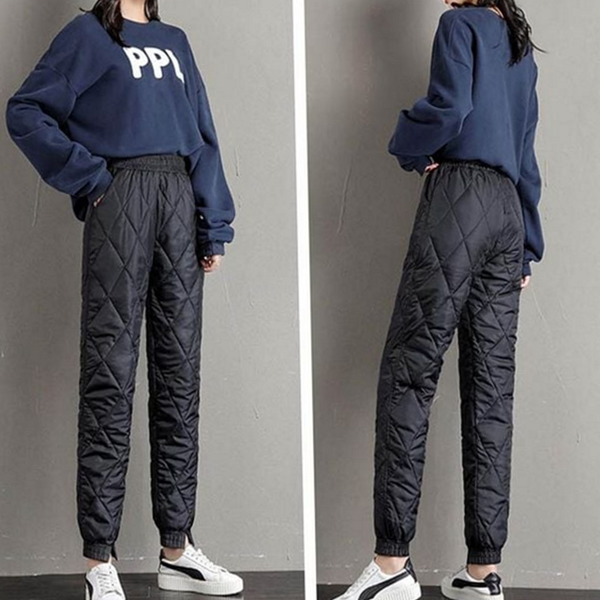 밴딩 여성 겨울 패딩 바지 캐주얼 데일리 패딩 바지 - 상품 이미지