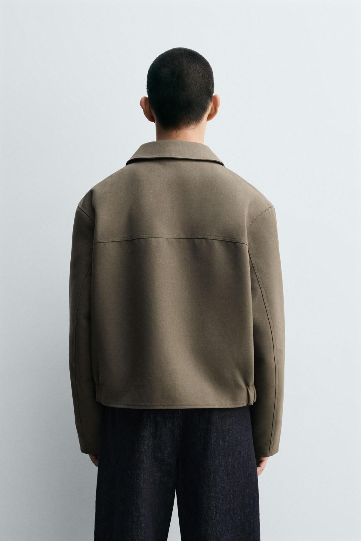 자라 테크니컬 울블렌드 크롭핏 집업 재킷 8281/550 KHAKI - 상세 이미지 4