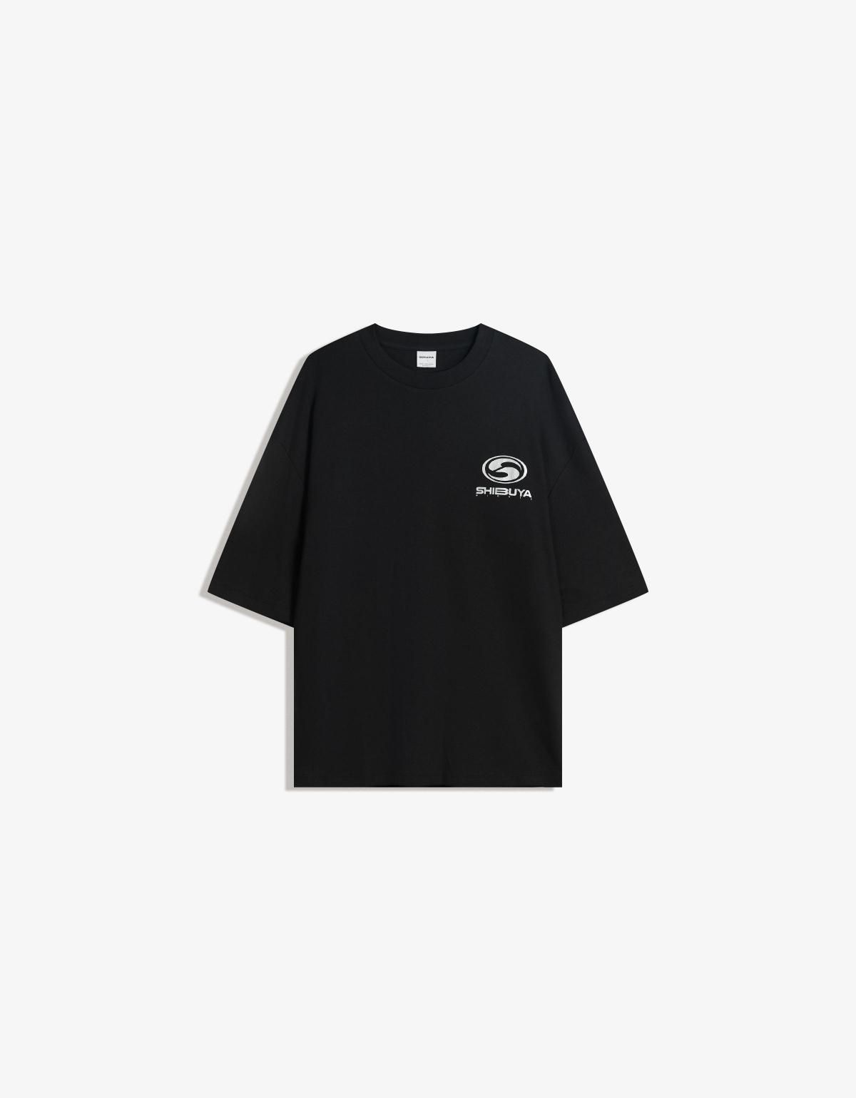 버쉬카 블랙 박시핏 그래픽 프린트 반팔 티셔츠 8062/116 BLACK - 상세 이미지 2