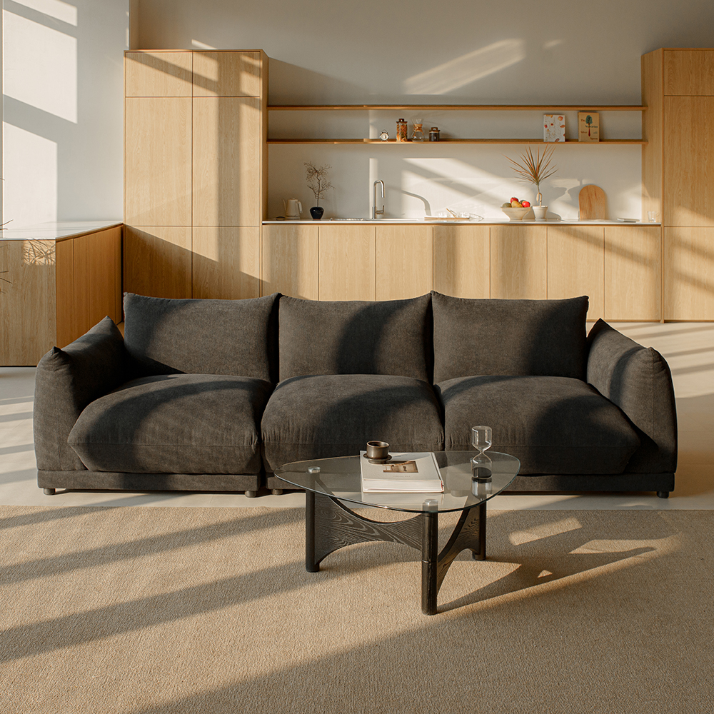 퍼지 DAVIS 기능성 원단 패브릭 모듈 소파 블랙, 4인용