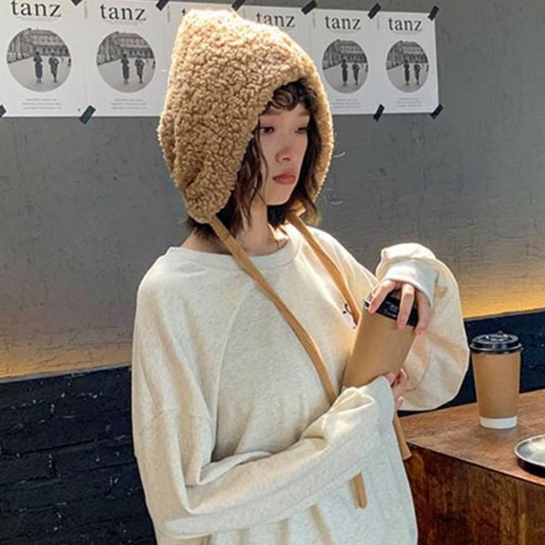 데일리 여성 뽀글이 모자 털턱끈 겨울 뽀글이 모자 안감 - 상품 이미지