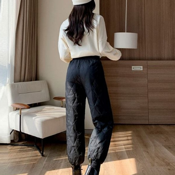 데일리 여성 겨울 패딩 바지 시보리 누빔 패딩 바지 - 상품 이미지
