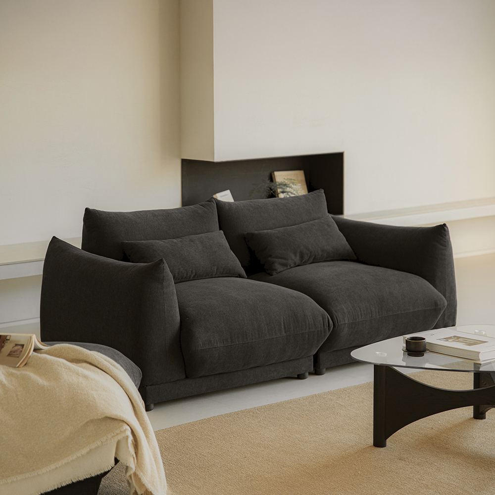 퍼지 DAVIS 기능성 원단 패브릭 모듈 소파 블랙, 3인용