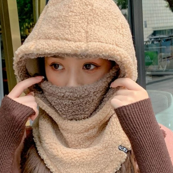 방한 마스크 모자 퍼 방한모 털 후드 모자 - 메인 이미지