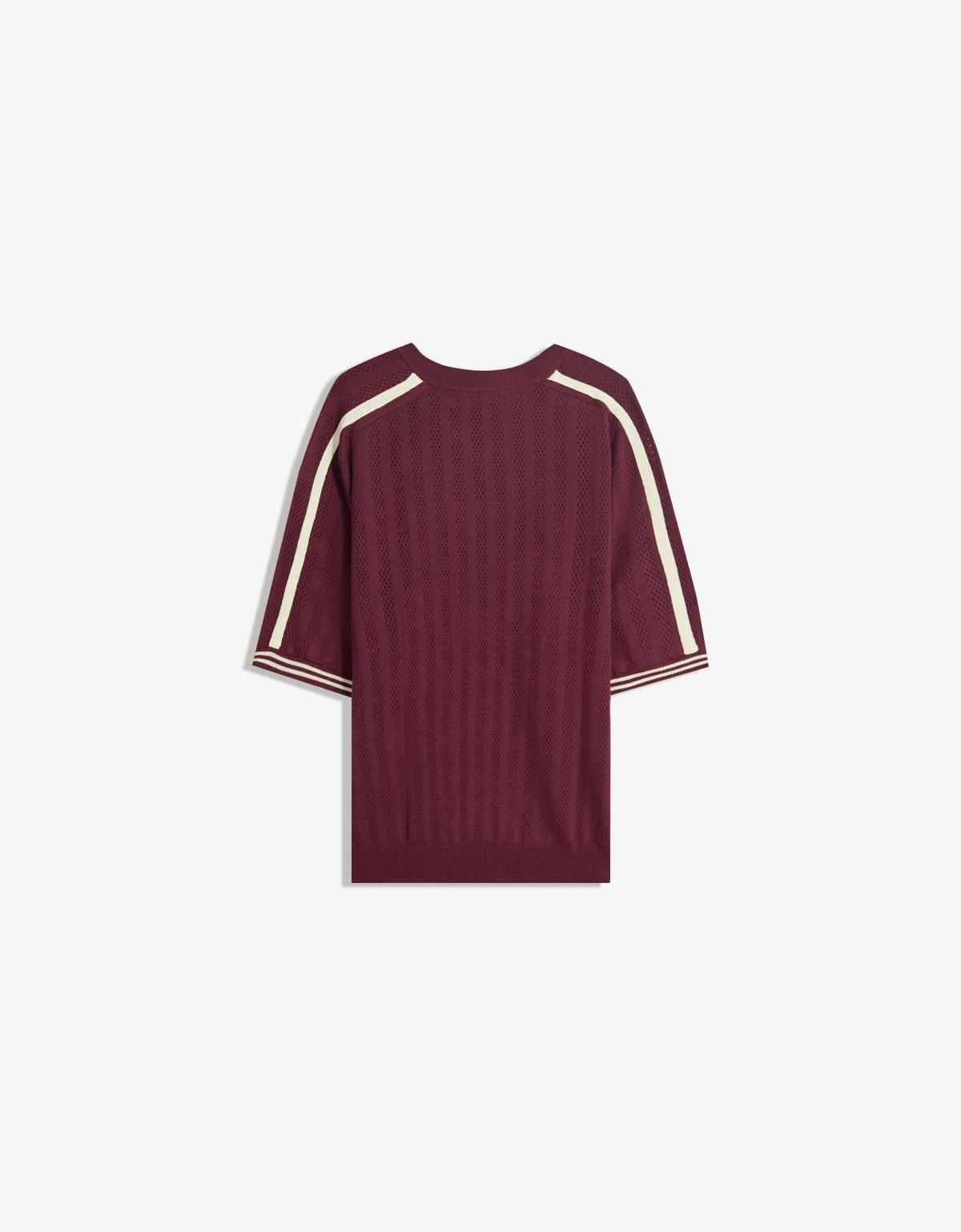 버쉬카 테크니컬 스트라이프 버건디 반팔 스포츠 티셔츠 7975/686 BURGUNDY - 상세 이미지 2