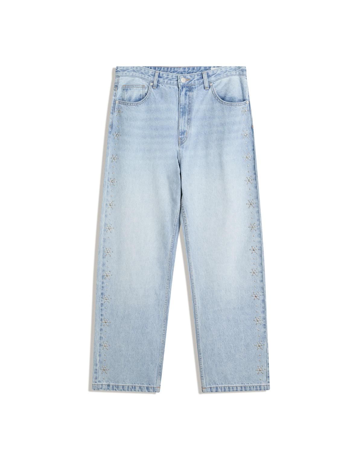 버쉬카 스터드 라이트 데님 배기핏 청바지 5358/156 LIGHT BLUE - 상세 이미지 2