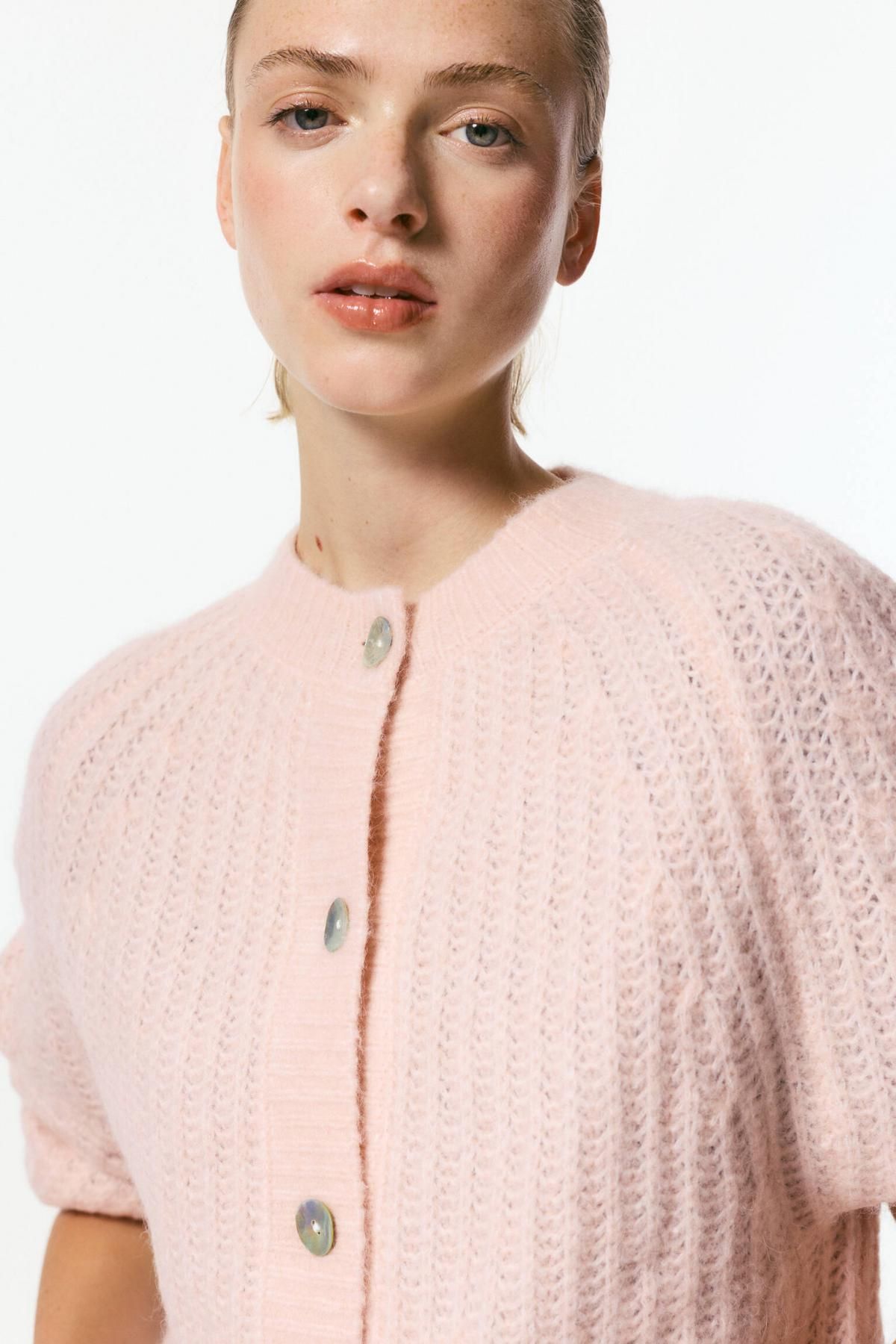 풀앤베어 소프트 라운드넥 울 알파카 니트 가디건 7553/402 ROSE PINK - 상세 이미지 5