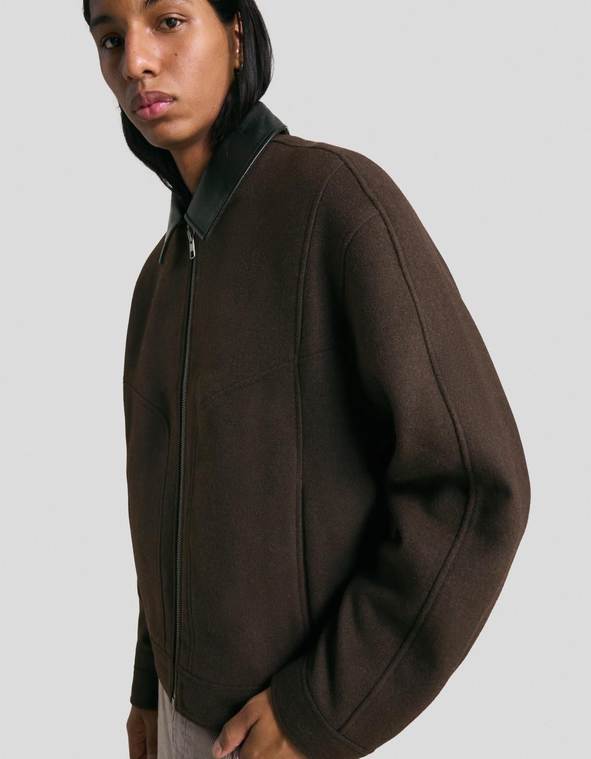 버쉬카 테크니컬 울 배색 칼라 재킷 6790/564 BROWN - 상세 이미지 5