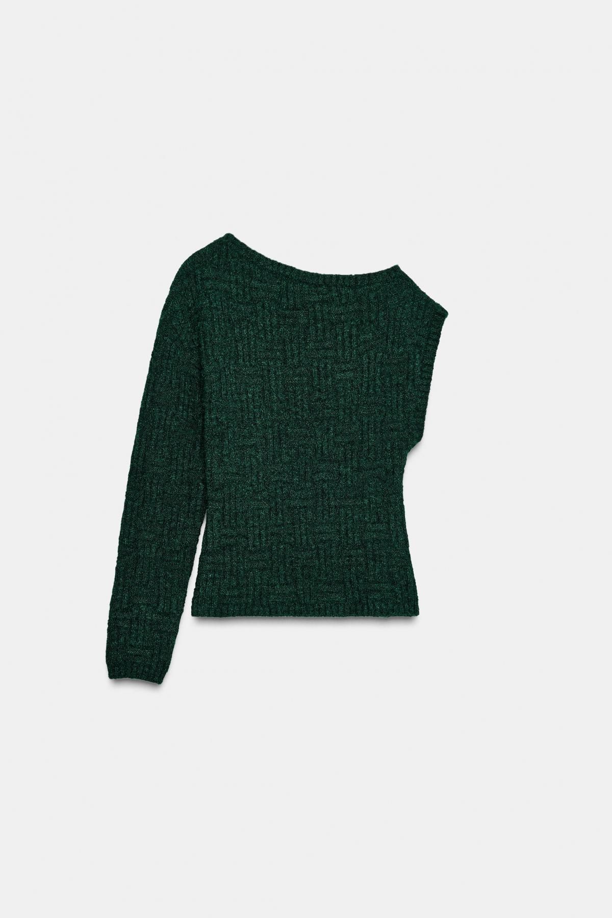 자라 비대칭 텍스처 니트 스웨터 6873/101 BOTTLE GREEN - 메인 이미지