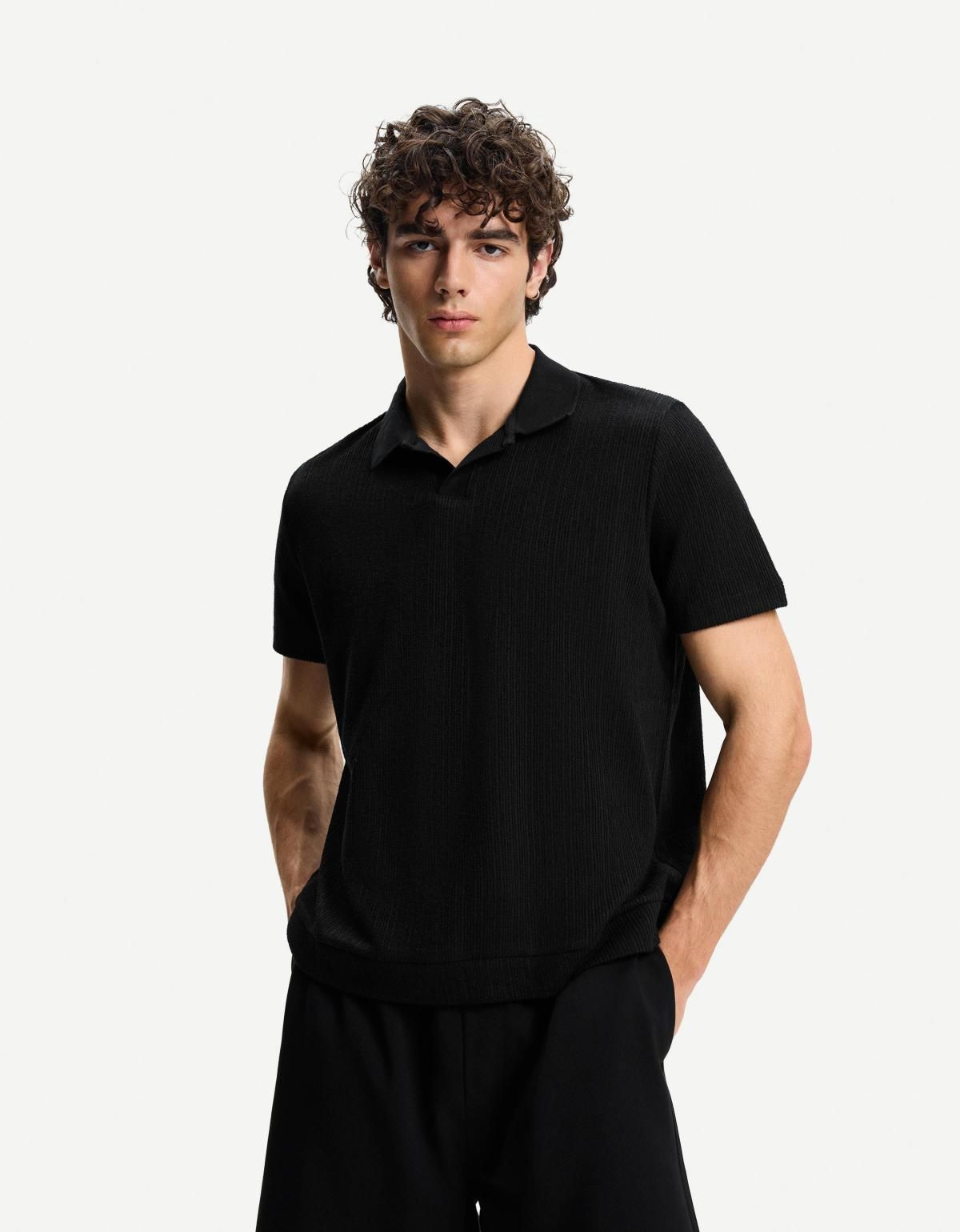 버쉬카 텍스처 폴로 셔츠 8562/777 BLACK - 상세 이미지 2